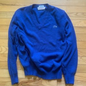 Vintage Izod Lacoste V Neck Sweater Small Blue